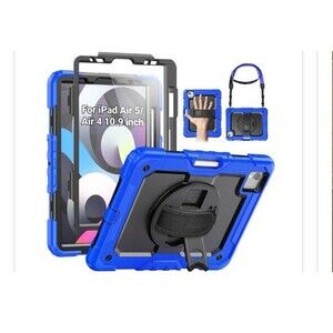 Rugged iPad Air 4/5 Case 10.9” Shockproof w Hand Strap Kickstand Blue